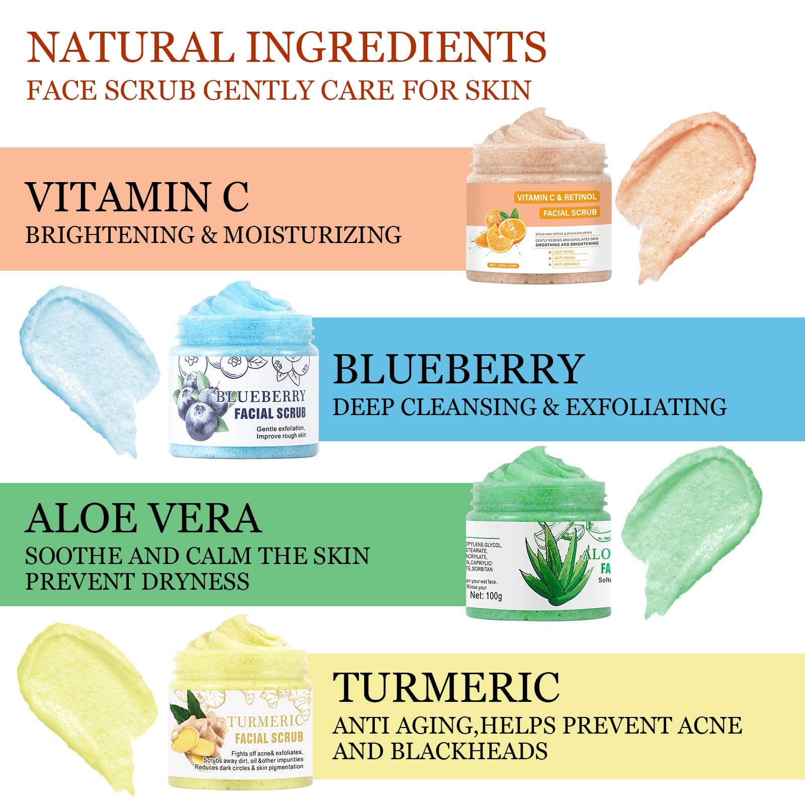 IREV Aloe Vera Facial Scrub ingredients label promises clean skincare without harsh additives