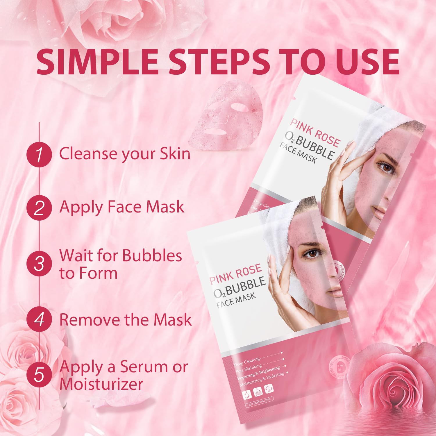 IREV Face mask application step showing easy wear.