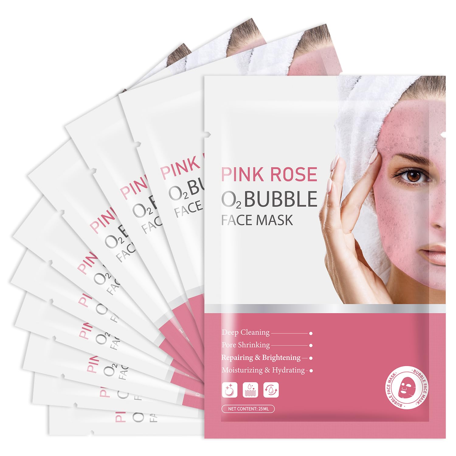 IREV Pink Rose O2 Bubble Face Mask pack image for an at-home spa ritual.