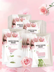 IREV rose sheet mask pack closeup shows hydrating rose essence for radiant skin.