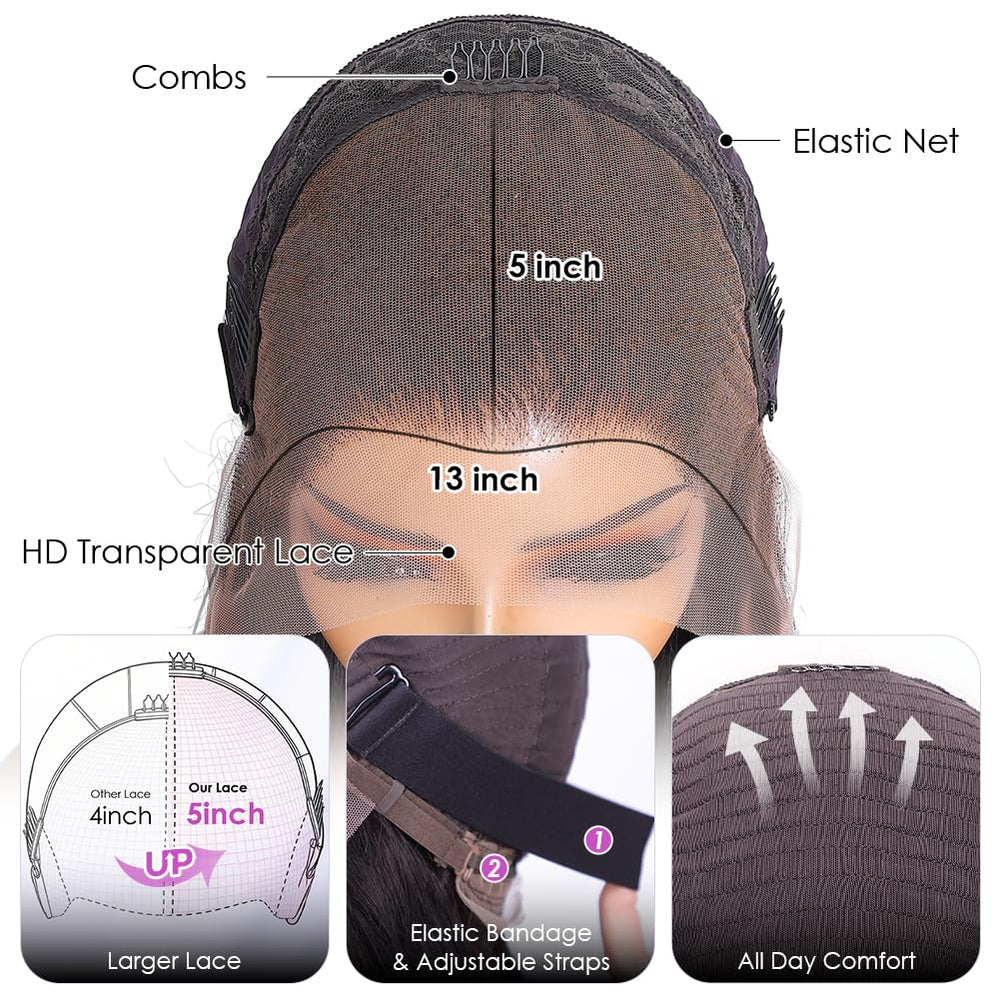 Iris Queen lace front wig with middle, side, and free part options.
