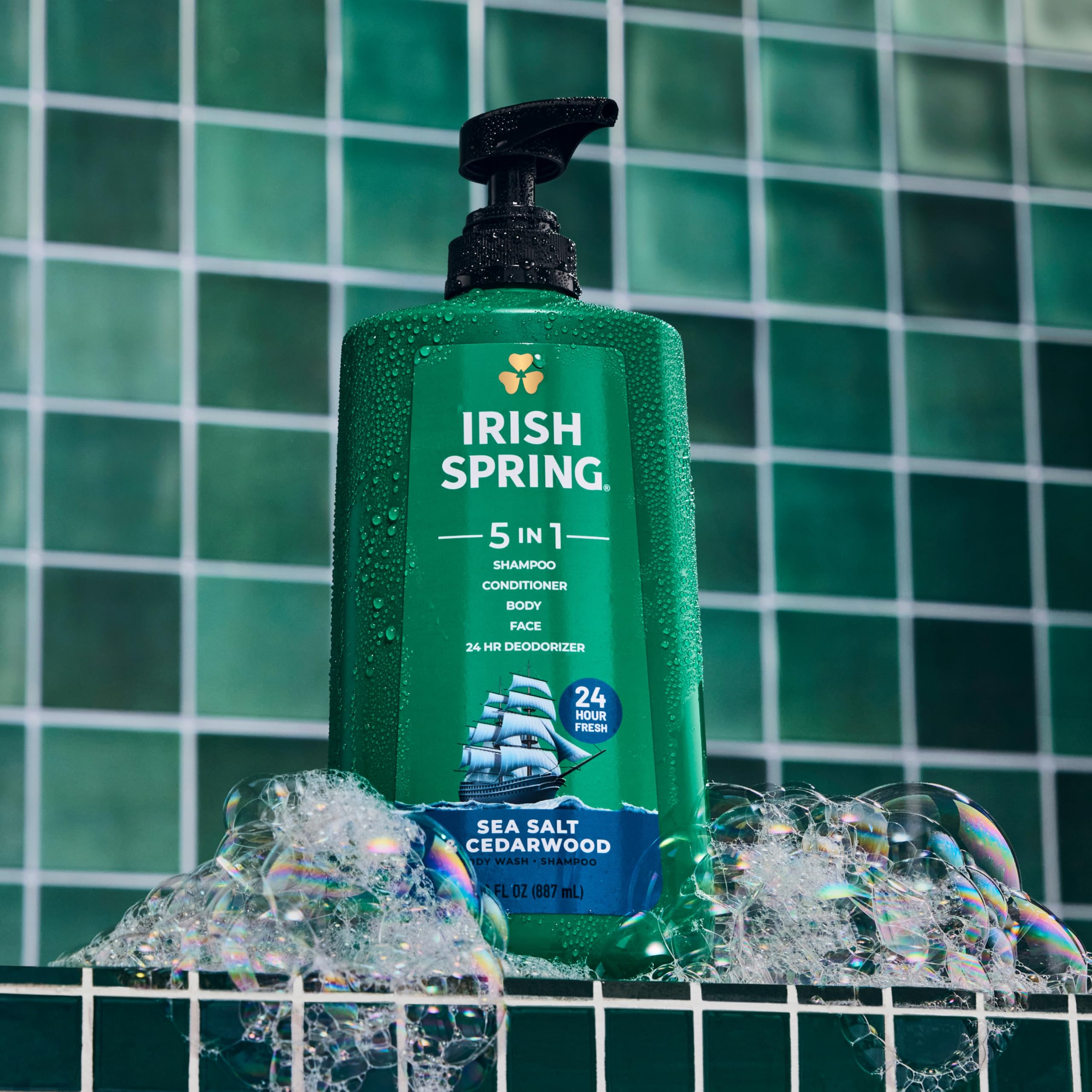 Irish Spring 5-in-1 foam shows rich lather for a thorough cleanse.