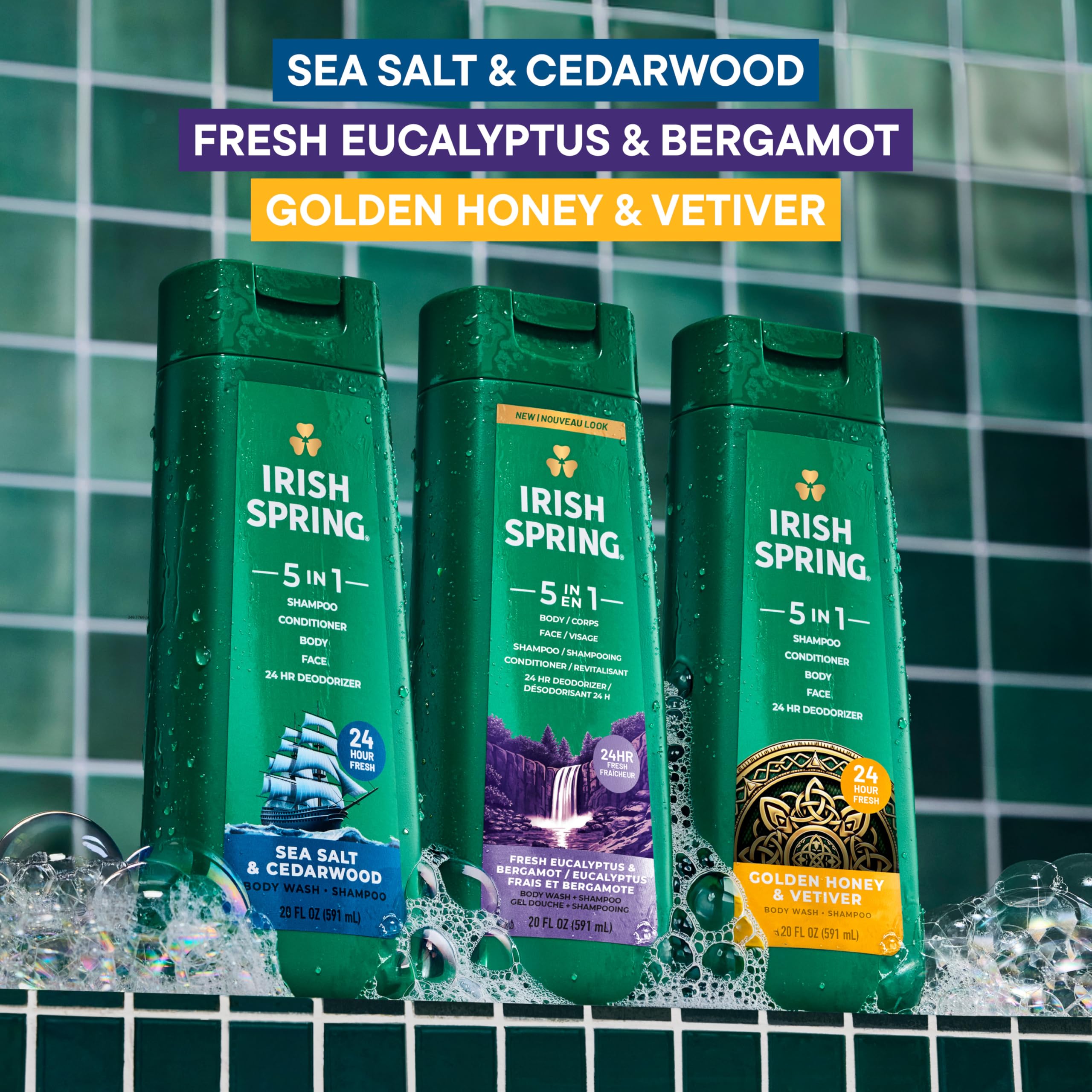 Irish Spring 5-in-1 urban bathroom setup with refreshing scent.