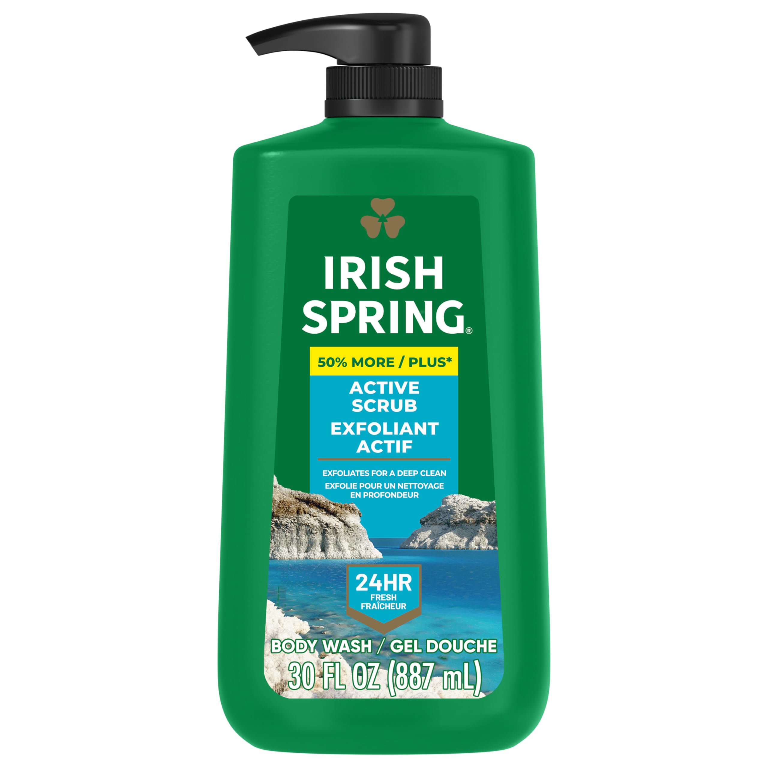 Irish Spring Active Scrub: botella de 30 oz con frescura duradera para la ducha