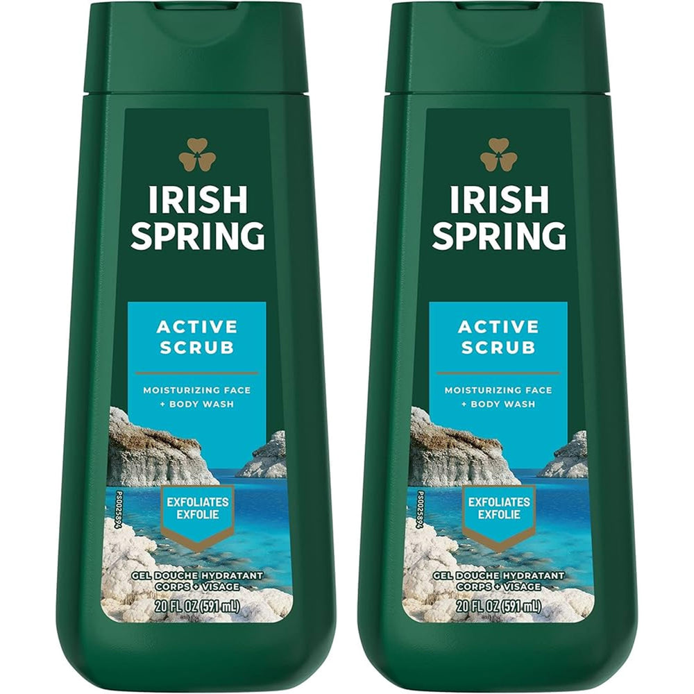 Irish Spring Active Scrub, botellas dos, limpieza diaria vigorizante y fragancia fresca.