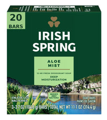 Irish Spring Aloe bar soap in a 20-bar pack ready for daily use