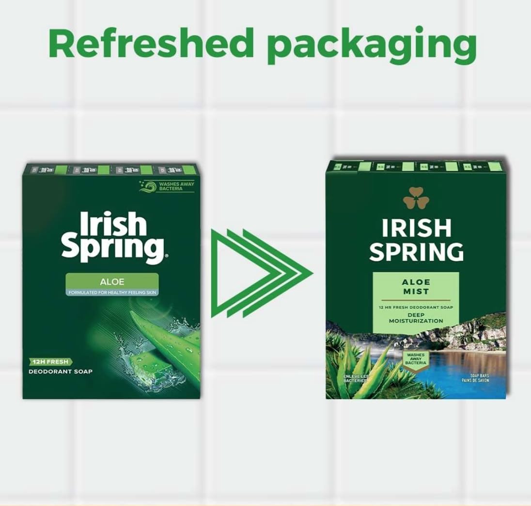 Stacked Irish Spring Aloe bars indicating bulk value for households