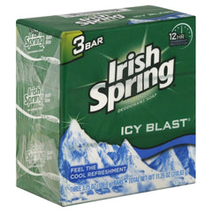 Etiqueta y empaque de Irish Spring Icy Blast para compra fácil y rápida.