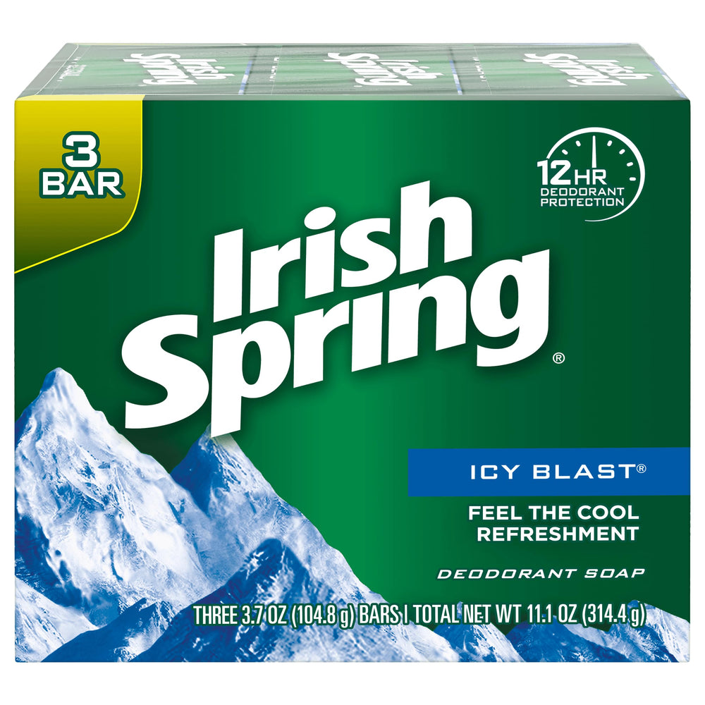 Barra de baño Irish Spring Icy Blast para una limpieza fresca diaria.