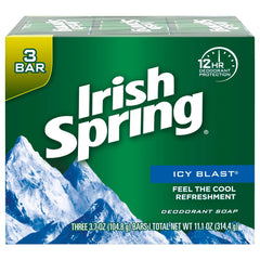 Barra de baño Irish Spring Icy Blast para una limpieza fresca diaria.