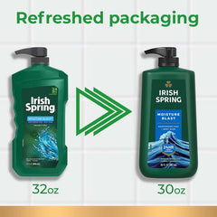 Irish Spring Moisture Blast bottle pump top for easy dispensing.
