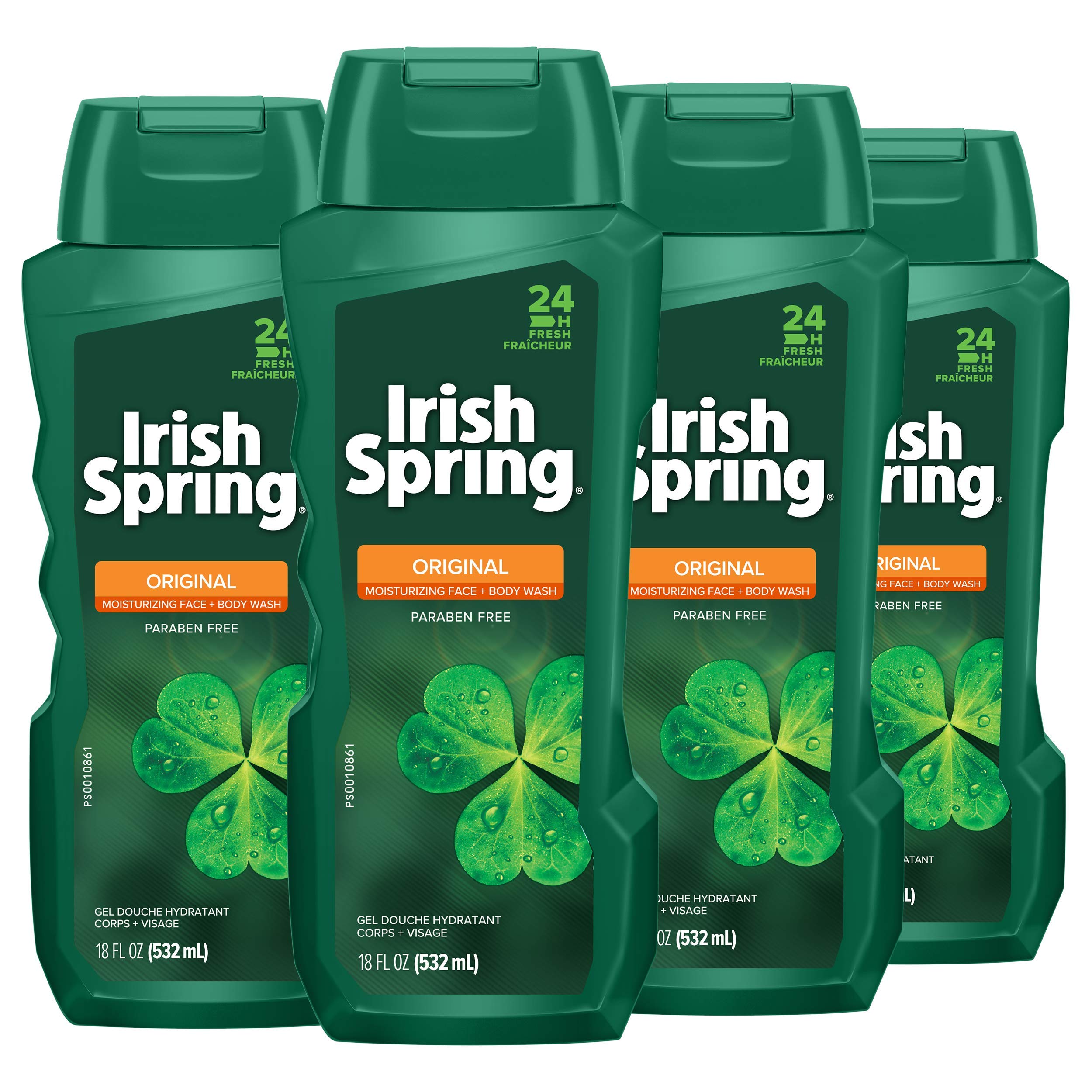 Colgate Irish Spring Original Body Wash for Men bottle offers a crisp, refreshing scent for daily use.