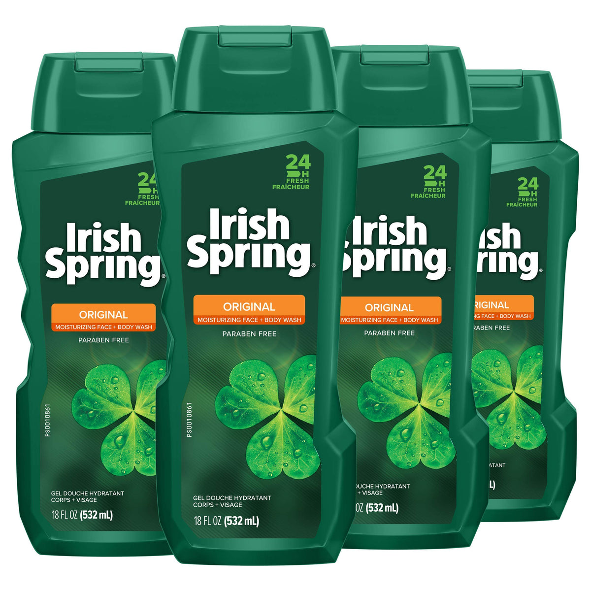 Colgate Irish Spring Original Body Wash for Men bottle offers a crisp, refreshing scent for daily use.