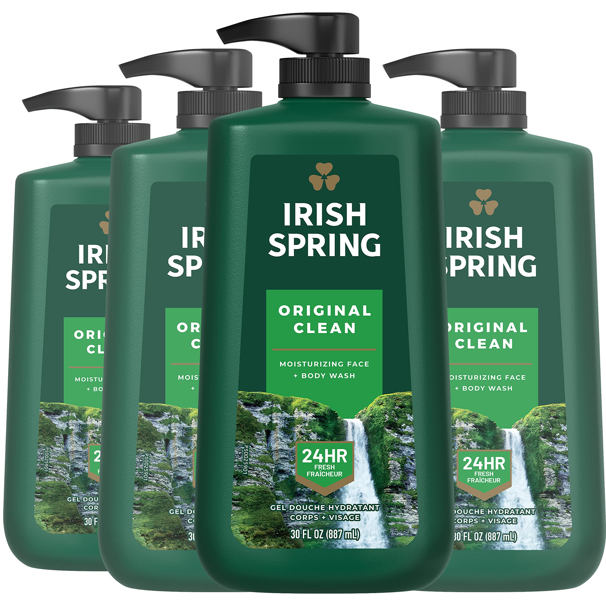 Irish Spring Original Clean bottle with pump for quick daily showers.
