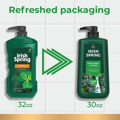 Close-up of Irish Spring Original Clean label highlighting fresh scent.