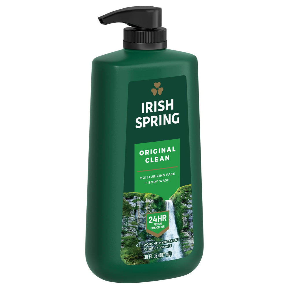 Pump detail on Irish Spring Original Clean bottle for easy dispensing.