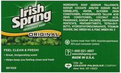 Irish Spring Original Scent bar pack closeup label, emphasizing 12-hour freshness.