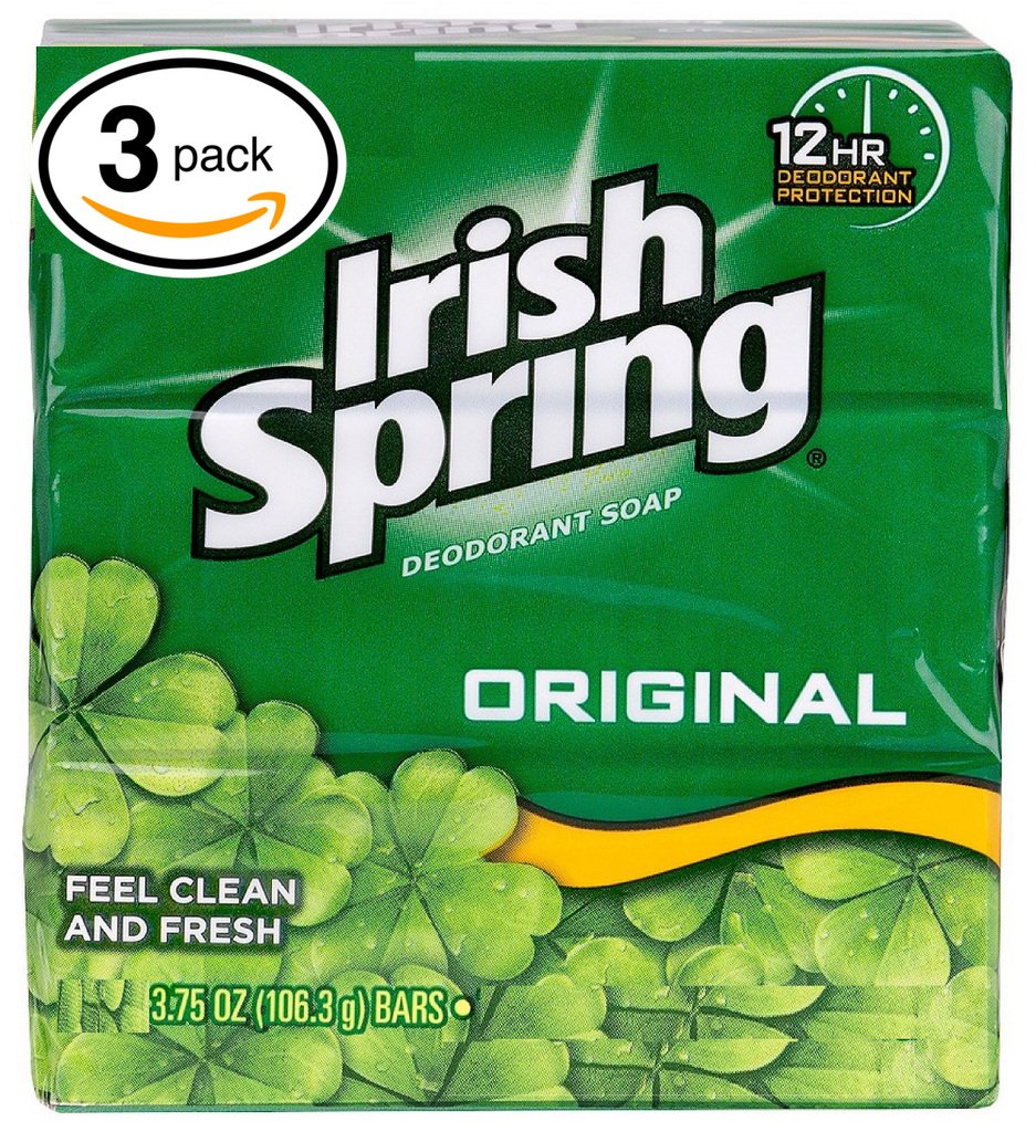 Irish Spring Original Scent bar pack side view, highlighting long-lasting freshness.