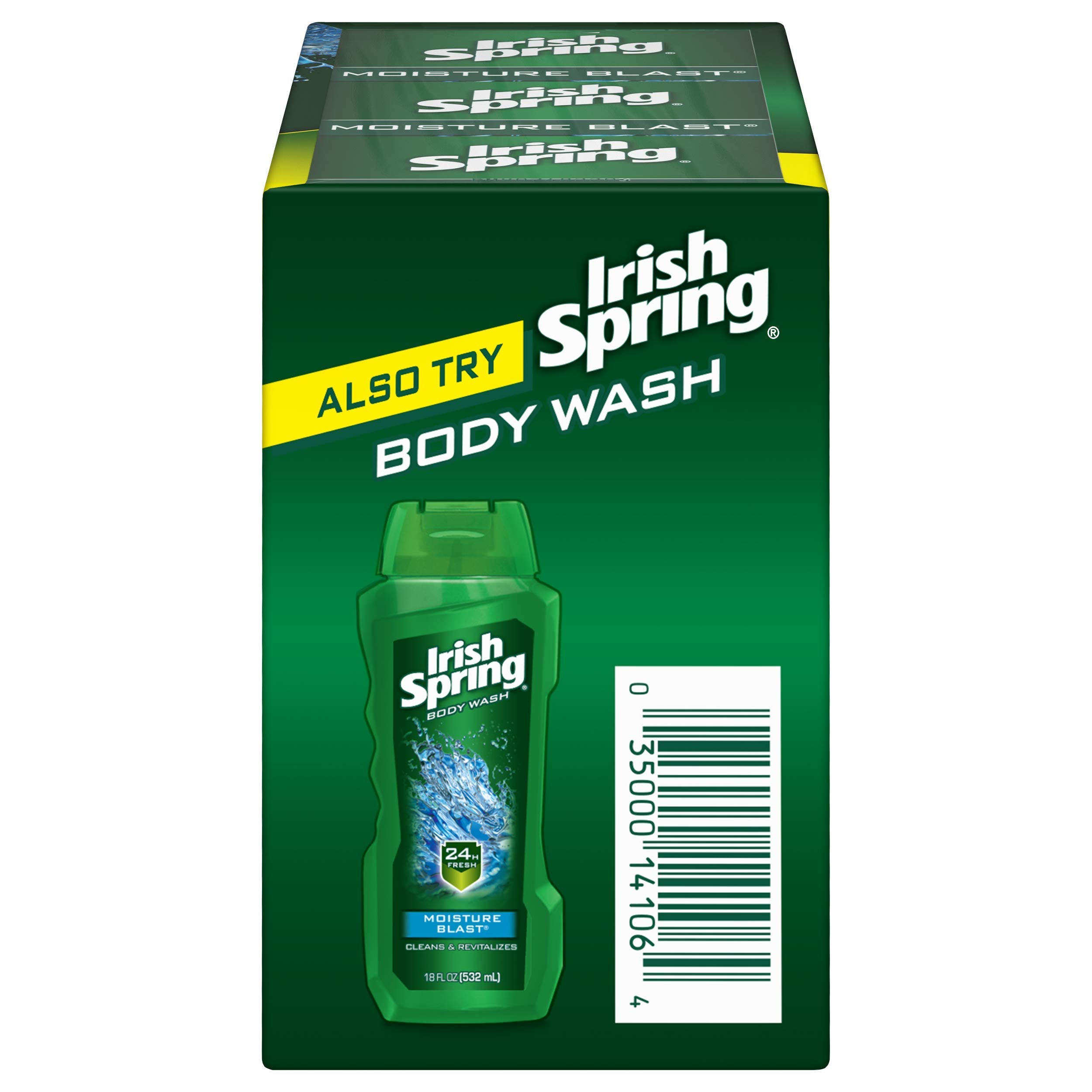 Travel-friendly box of Irish Spring Moisture Blast bars.