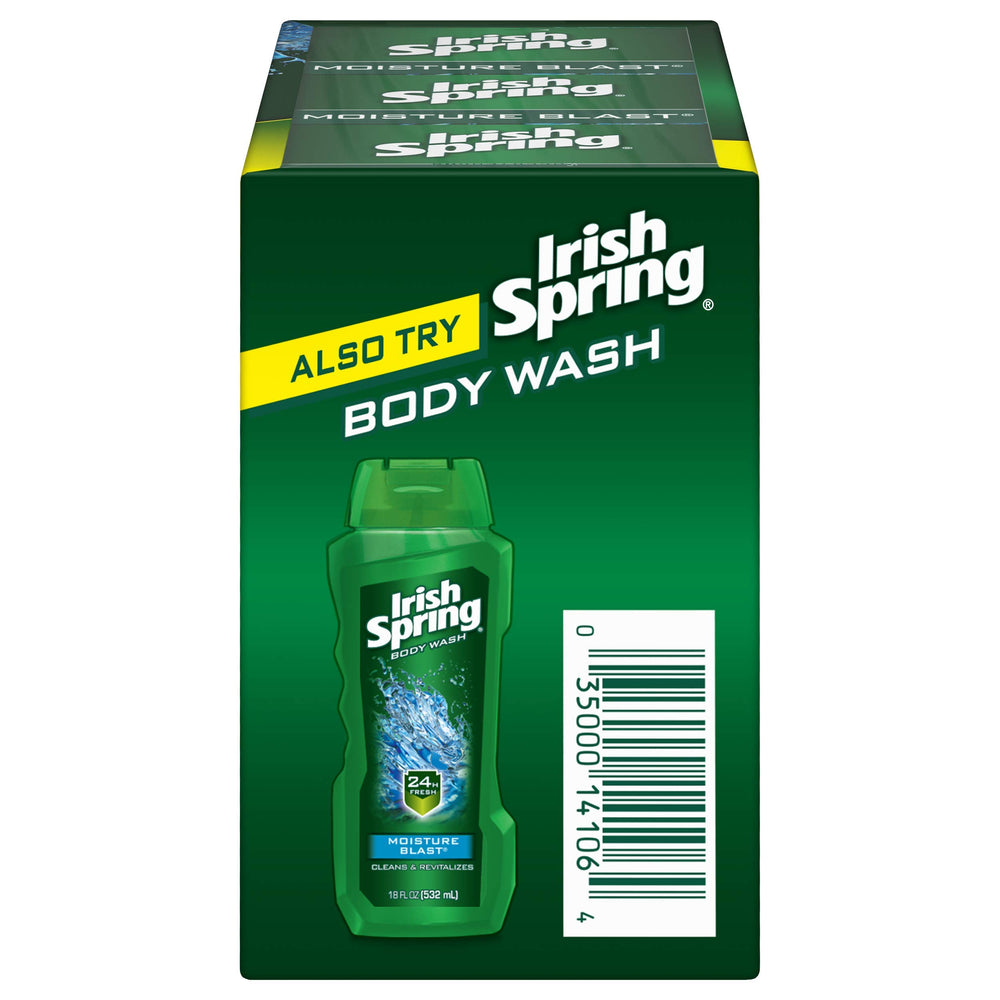 Travel-friendly box of Irish Spring Moisture Blast bars.
