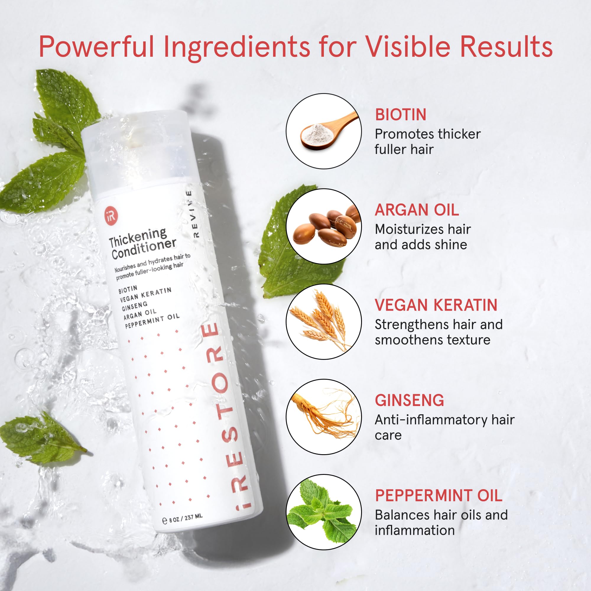 Creamy texture of iRestore Biotin Hair Conditioner shown on skin surface.