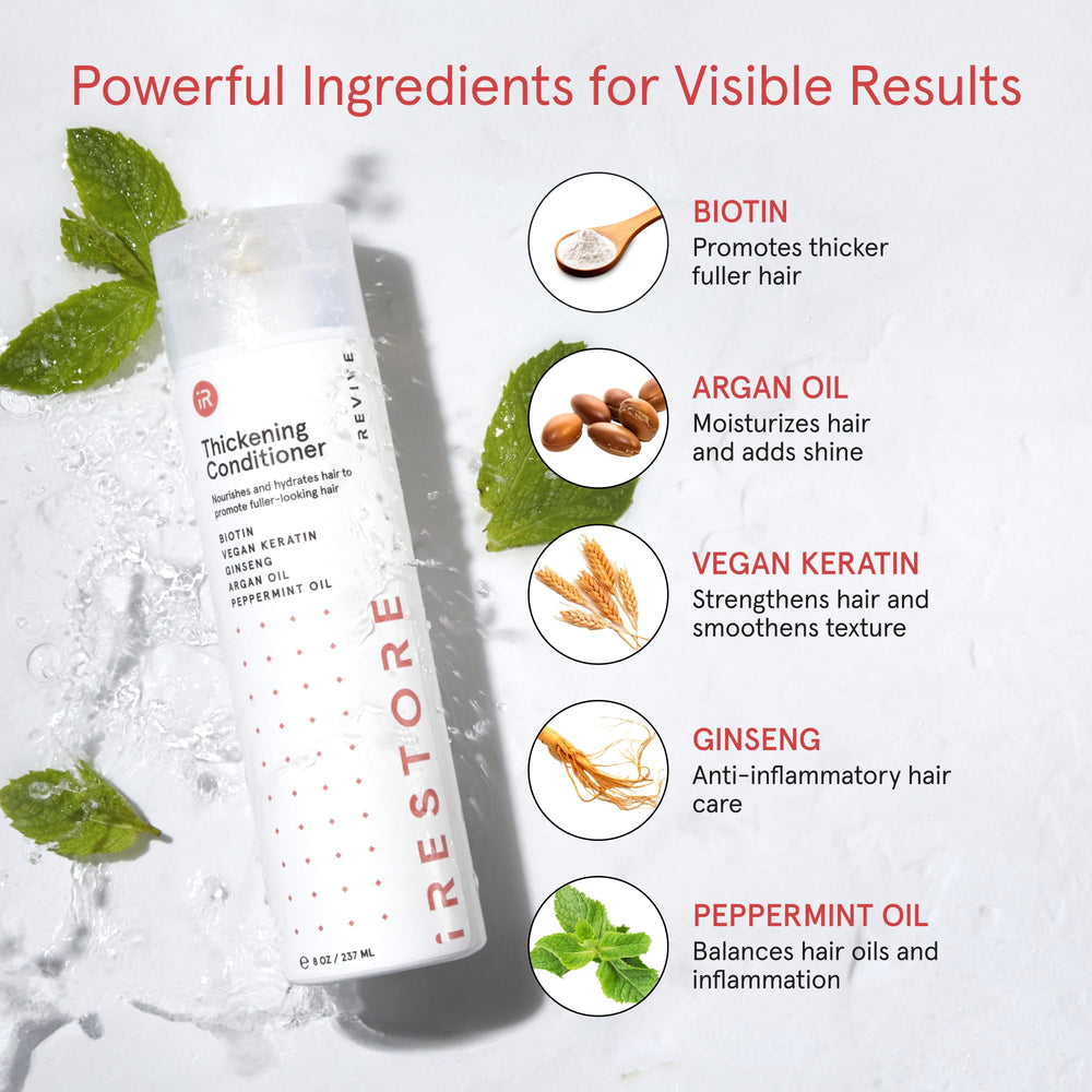 Creamy texture of iRestore Biotin Hair Conditioner shown on skin surface.