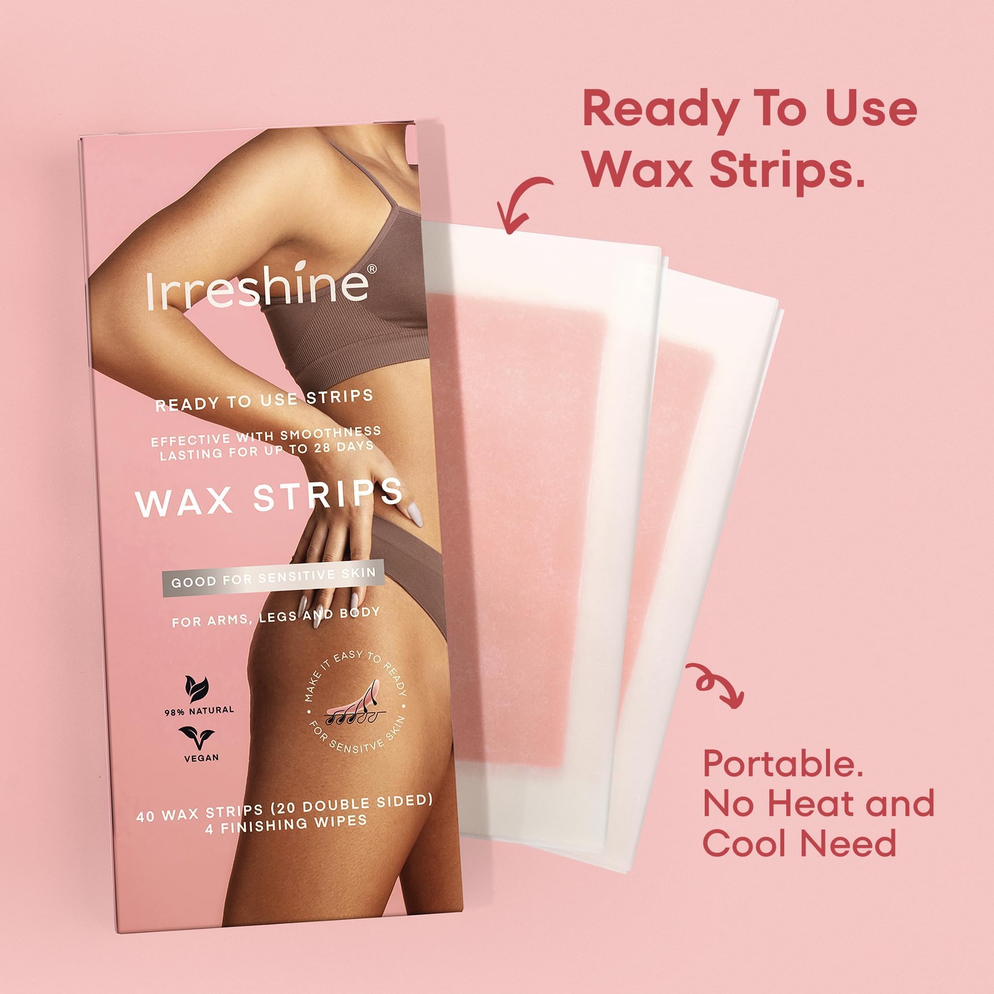 irreshine wax strips wipes included for clean prep and cleanup