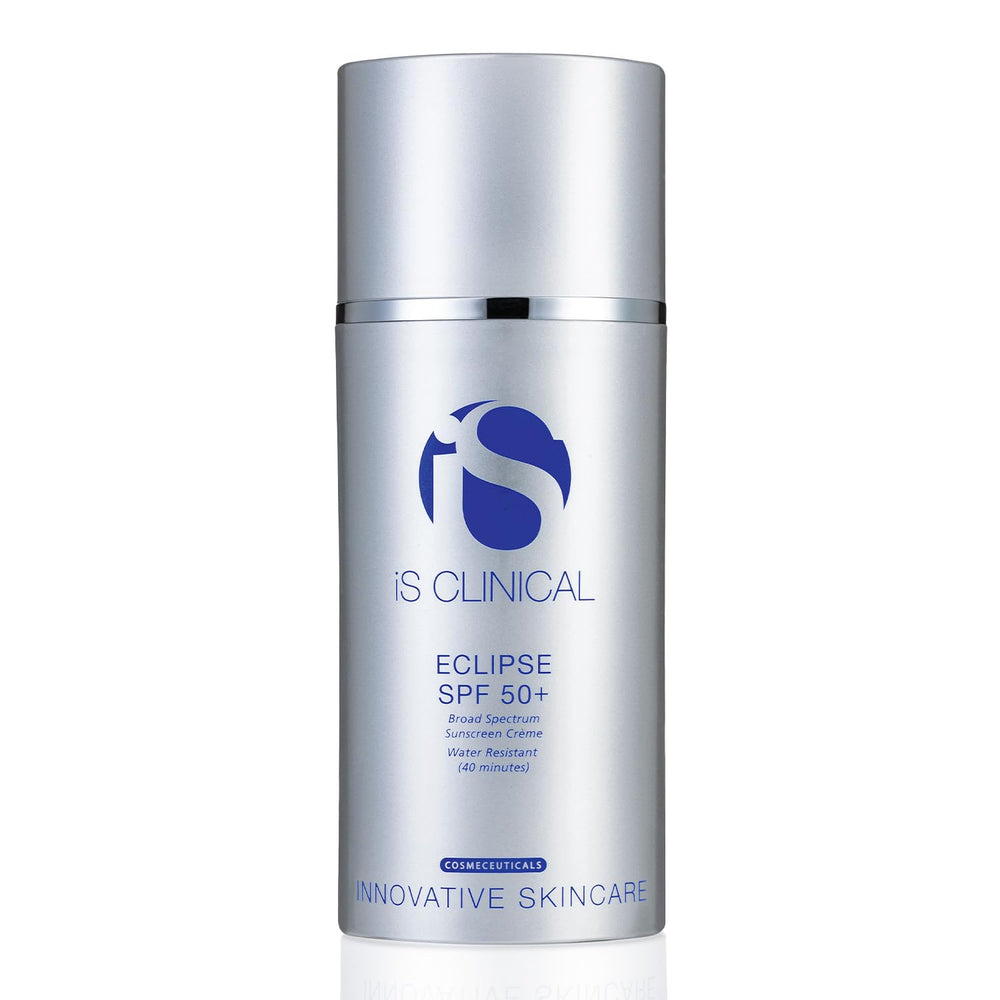 iS CLINICAL Eclipse sunscreen bottle front with sleek packaging for daily UV protection