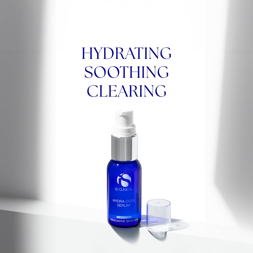 iS CLINICAL Hydra-Cool Serum texture on skin showing soothing moisture