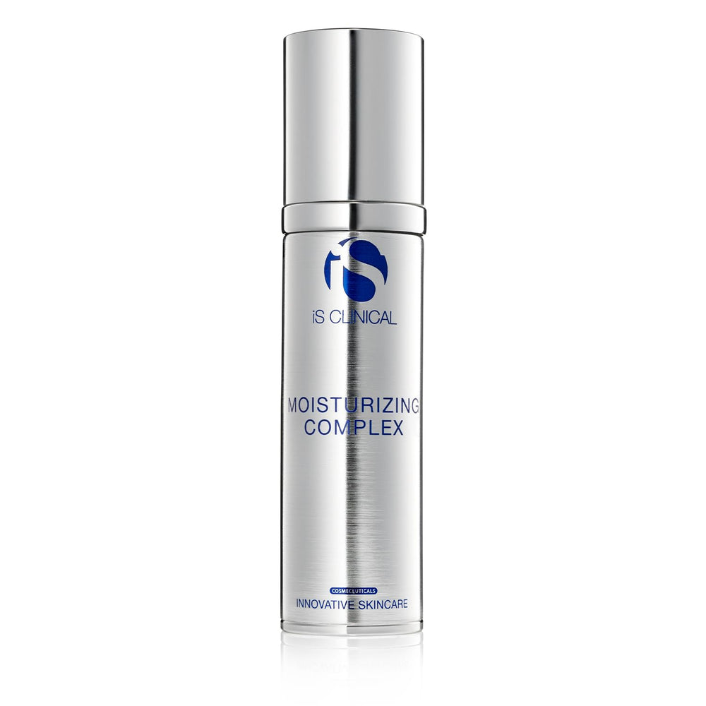 iS CLINICAL Moisturizing Complex bottle closeup highlights antioxidant-rich daily care