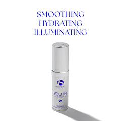 iS CLINICAL Youth Eye Complex ingredients label featuring peptides and antioxidants.