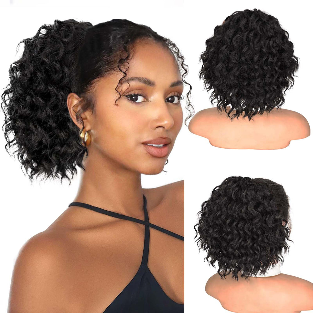 Isaic ponytail extension 8in short wavy for quick, natural-looking volume