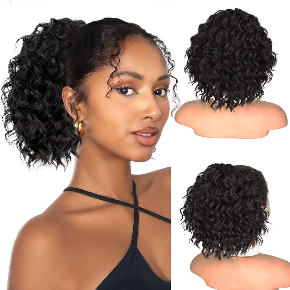 Isaic ponytail extension 8in short wavy for quick, natural-looking volume