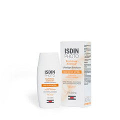 ISDIN Eryfotona Actinica bottle closeup highlights mineral formula and fast absorption.