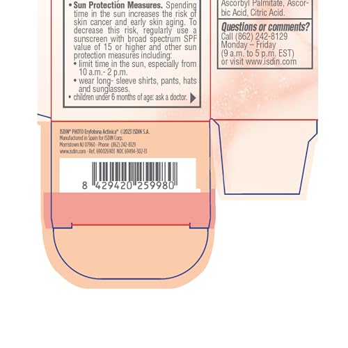 ISDIN Eryfotona Actinica SPF50 emulsion texture for a light, non-greasy feel.