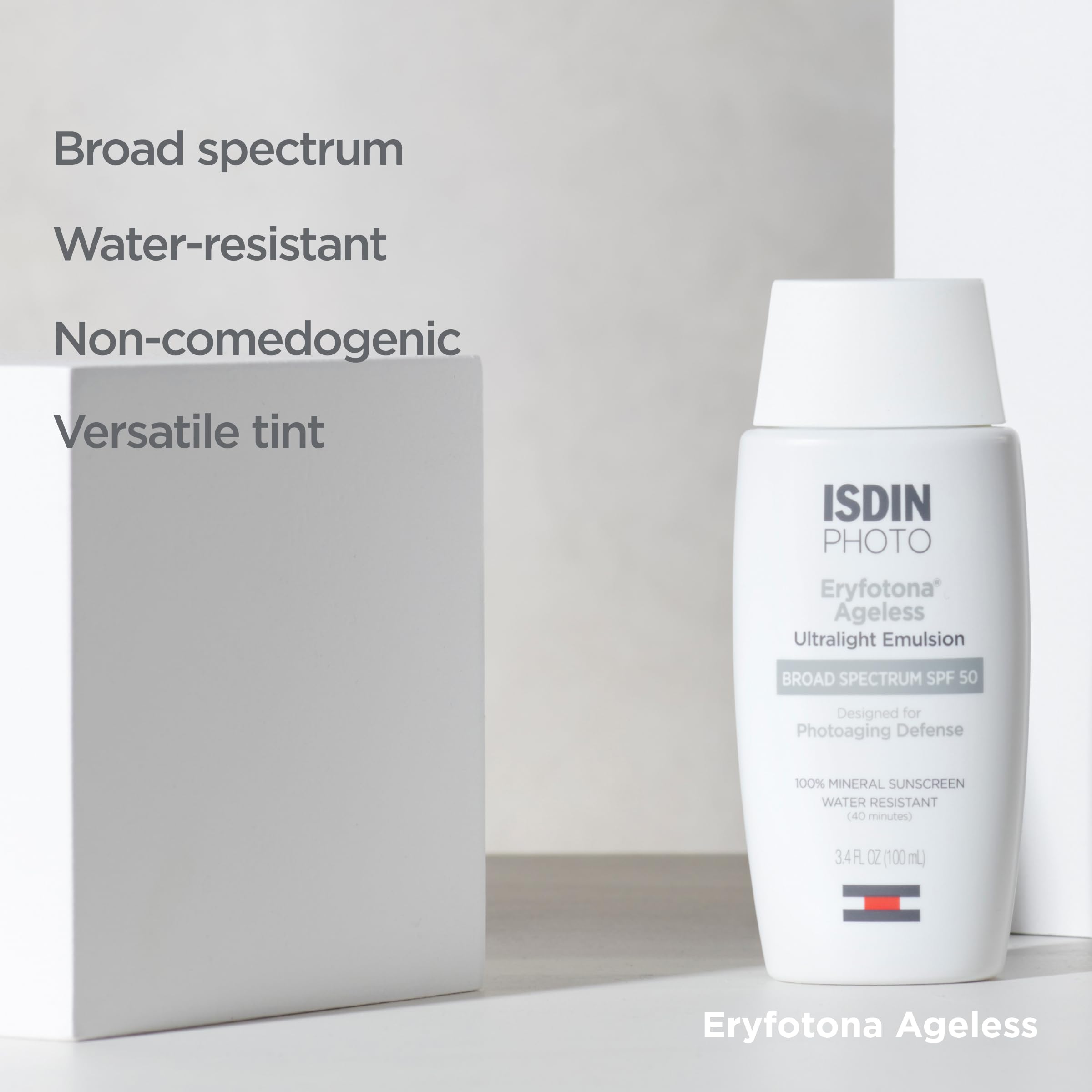 Vitamin E and antioxidants in ISDIN Eryfotona Ageless formula.