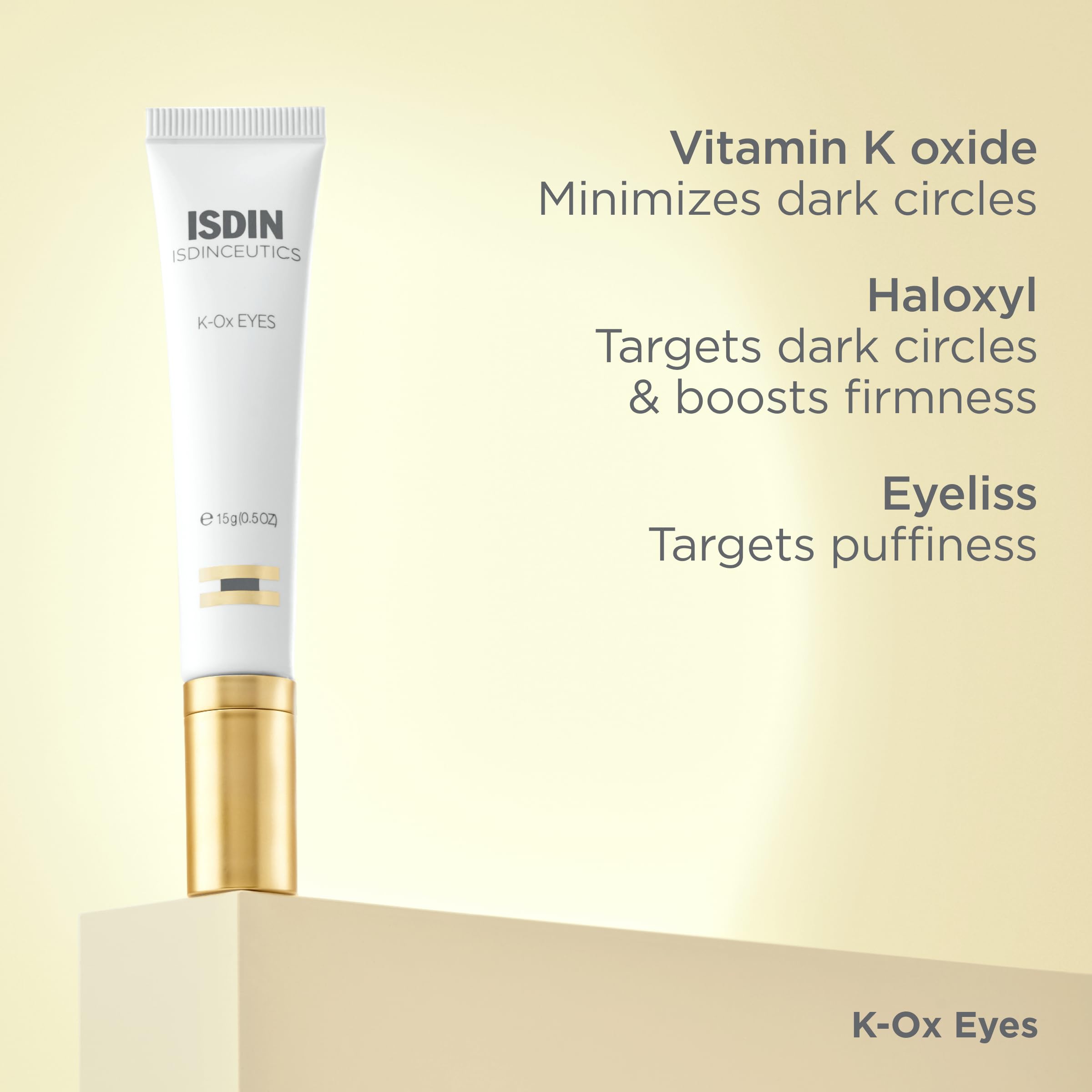 ISDIN Isdinceutics K-Ox Eyes product image emphasizing anti-dullness effect.