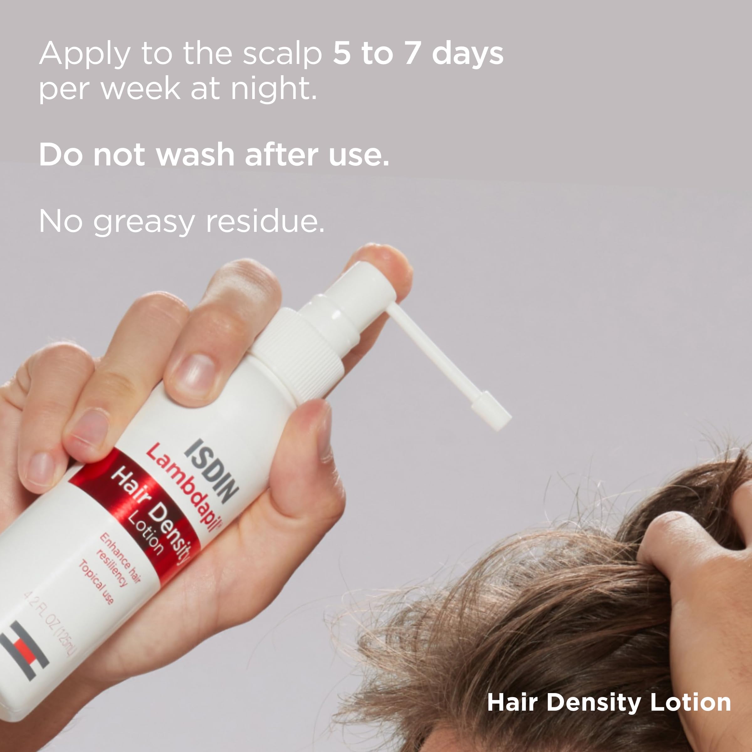 ISDIN Lambdapil ingredients graphic highlighting key actives for hair nourishment.