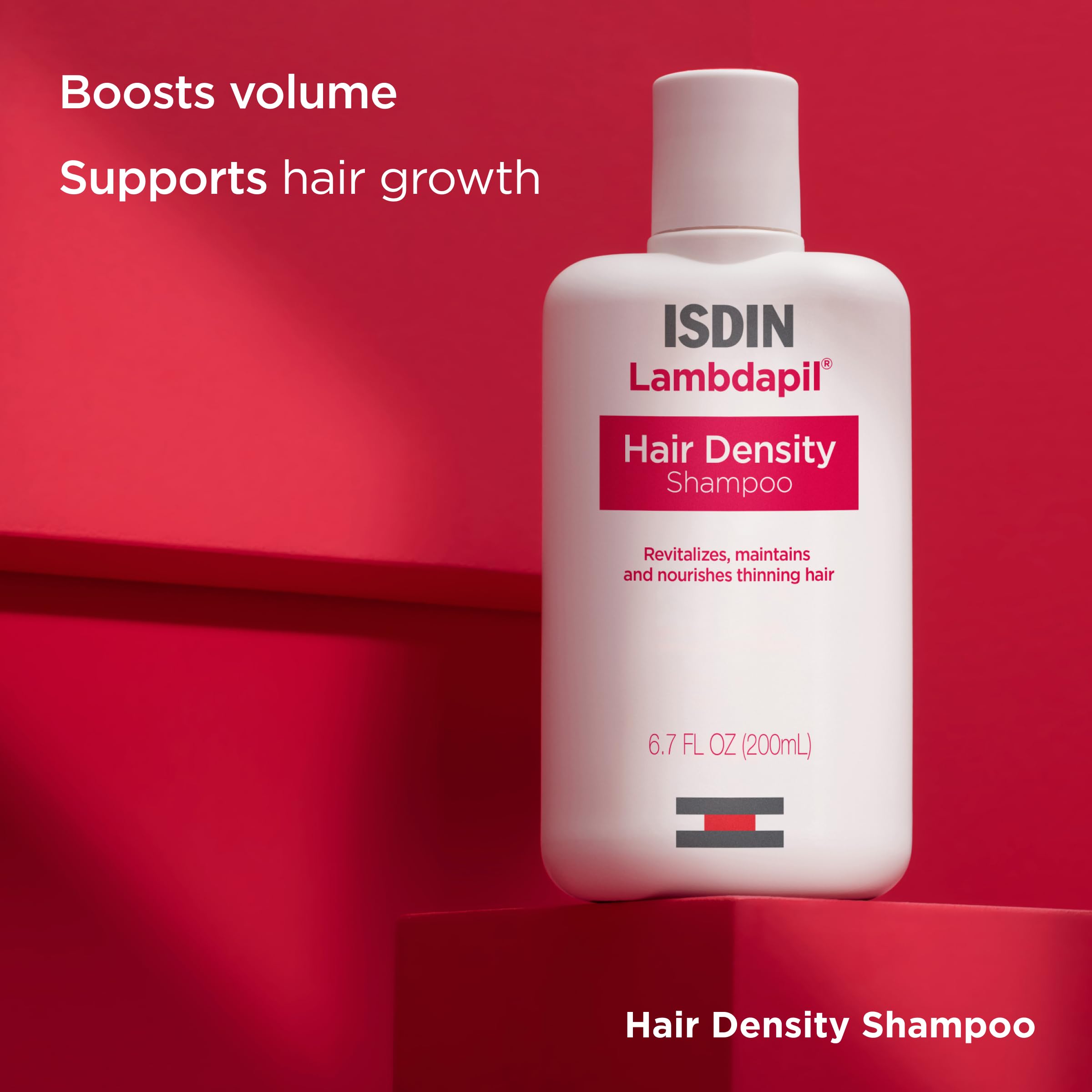 ISDIN Lambdapil shampoo pump shown for easy, mess-free dispensing