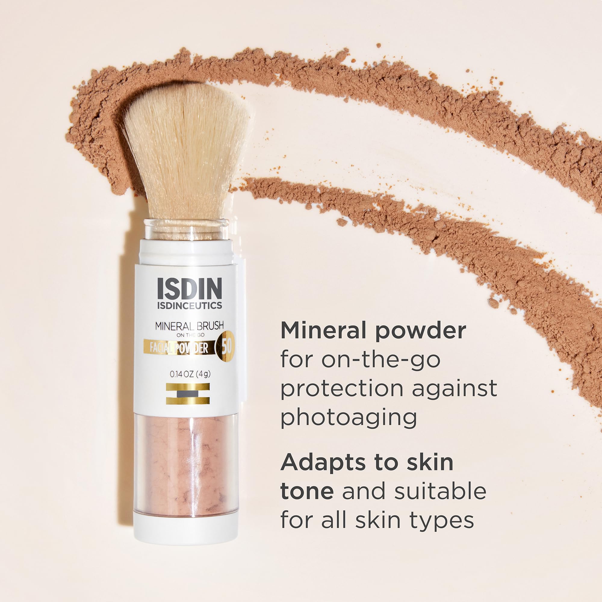 Product packaging and display of ISDIN Mineral Brush Powder