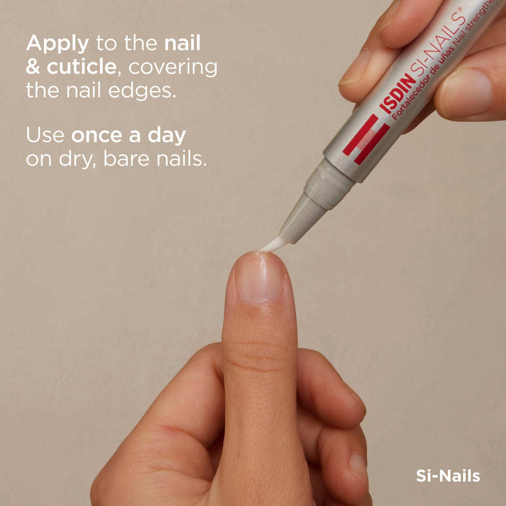 ISDIN Si-Nails cuticle care angle illustrates moisturized nail beds.