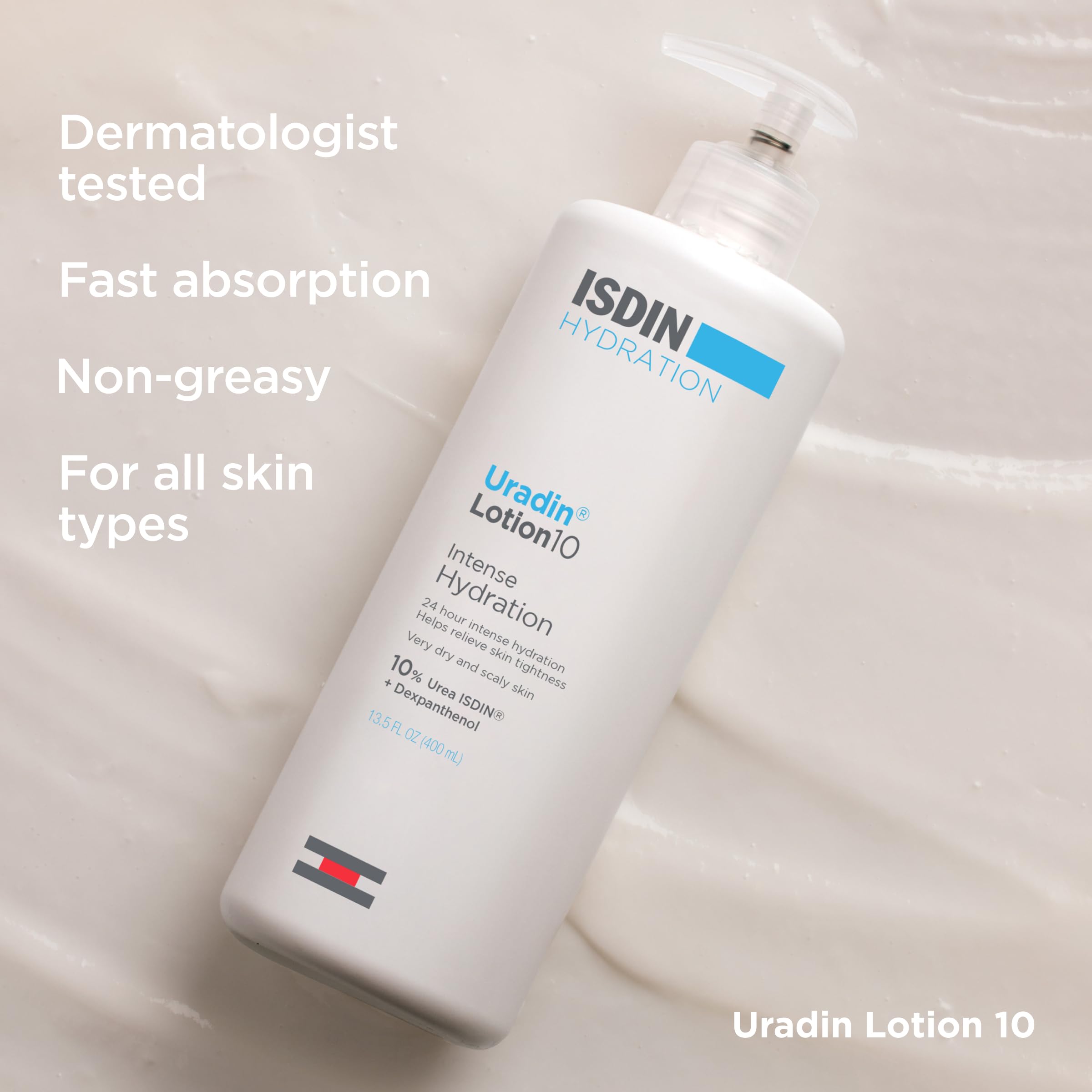 ISDIN Uradin 10 application on forearm demonstrates fast absorption.