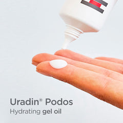 ISDIN Uradin Podos Gel Oil close-up texture showing quick absorption.
