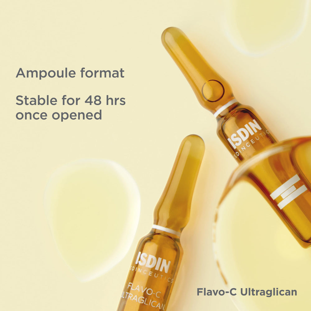 Isdinceutics Flavo-C Ultraglican serum application on skin for smoother feel.
