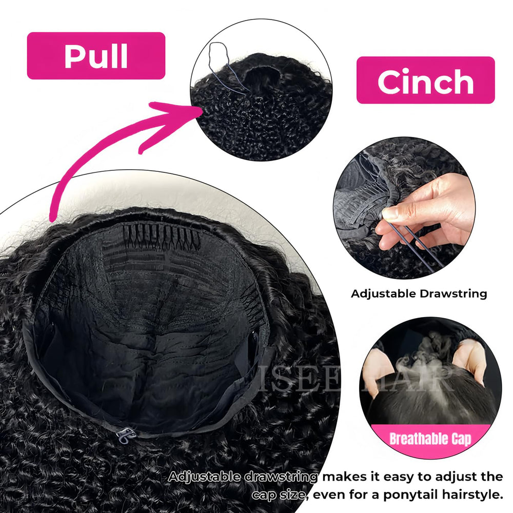 ISEE Half Wig kinky curly texture for a natural look and feel