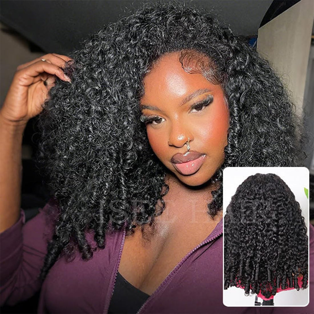 ISEE natural color Burmese curly wig blends with real hair