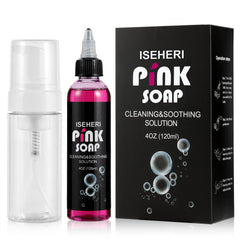 iseheri Jabón Rosa en frasco espumoso para dilución y limpieza suave de la piel.