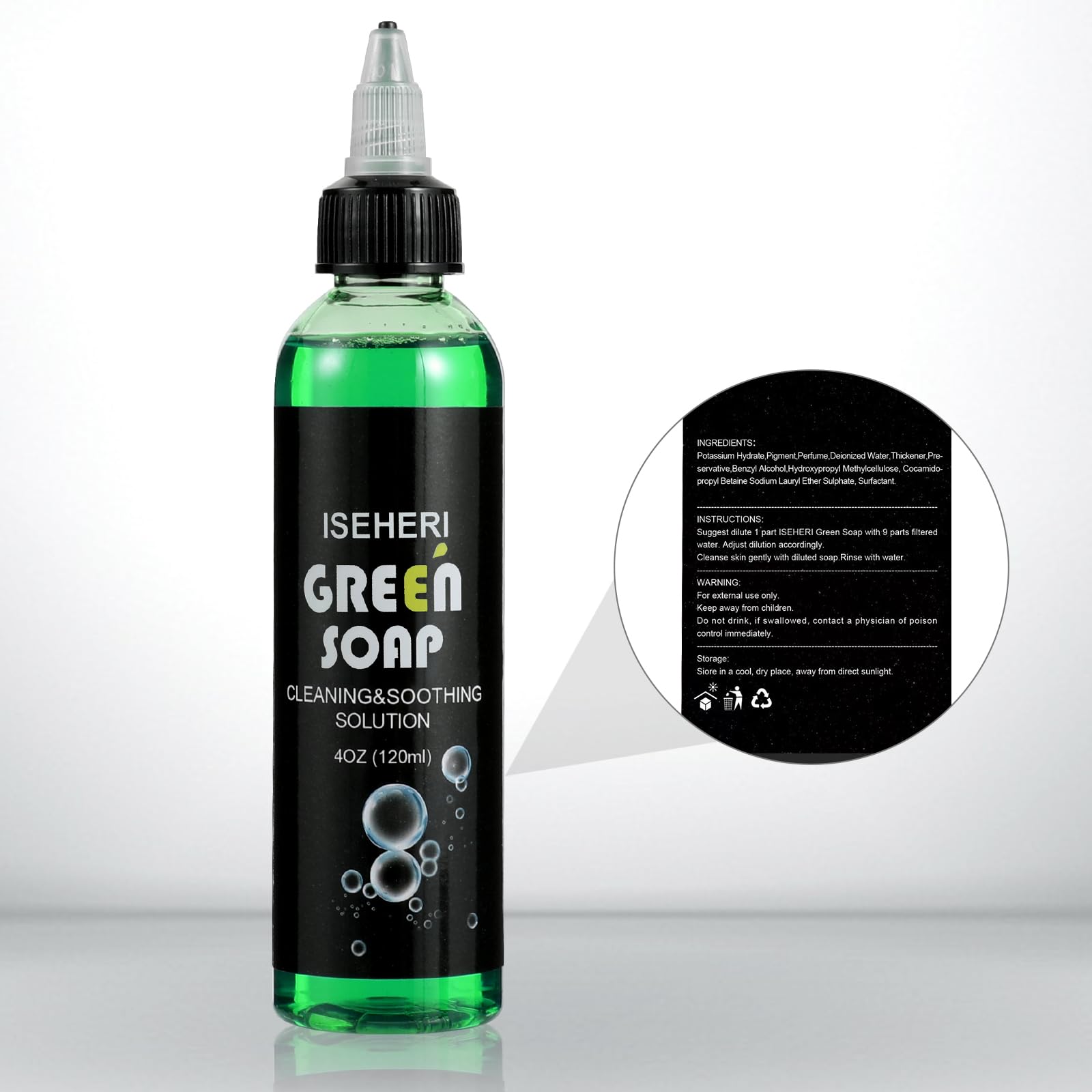 iseheri jabón verde para perforaciones, kit compacto para viajar
