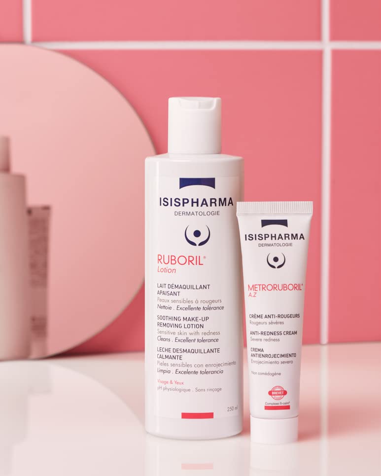 IsisPharma Metroruboril anti-redness cream in use on the face