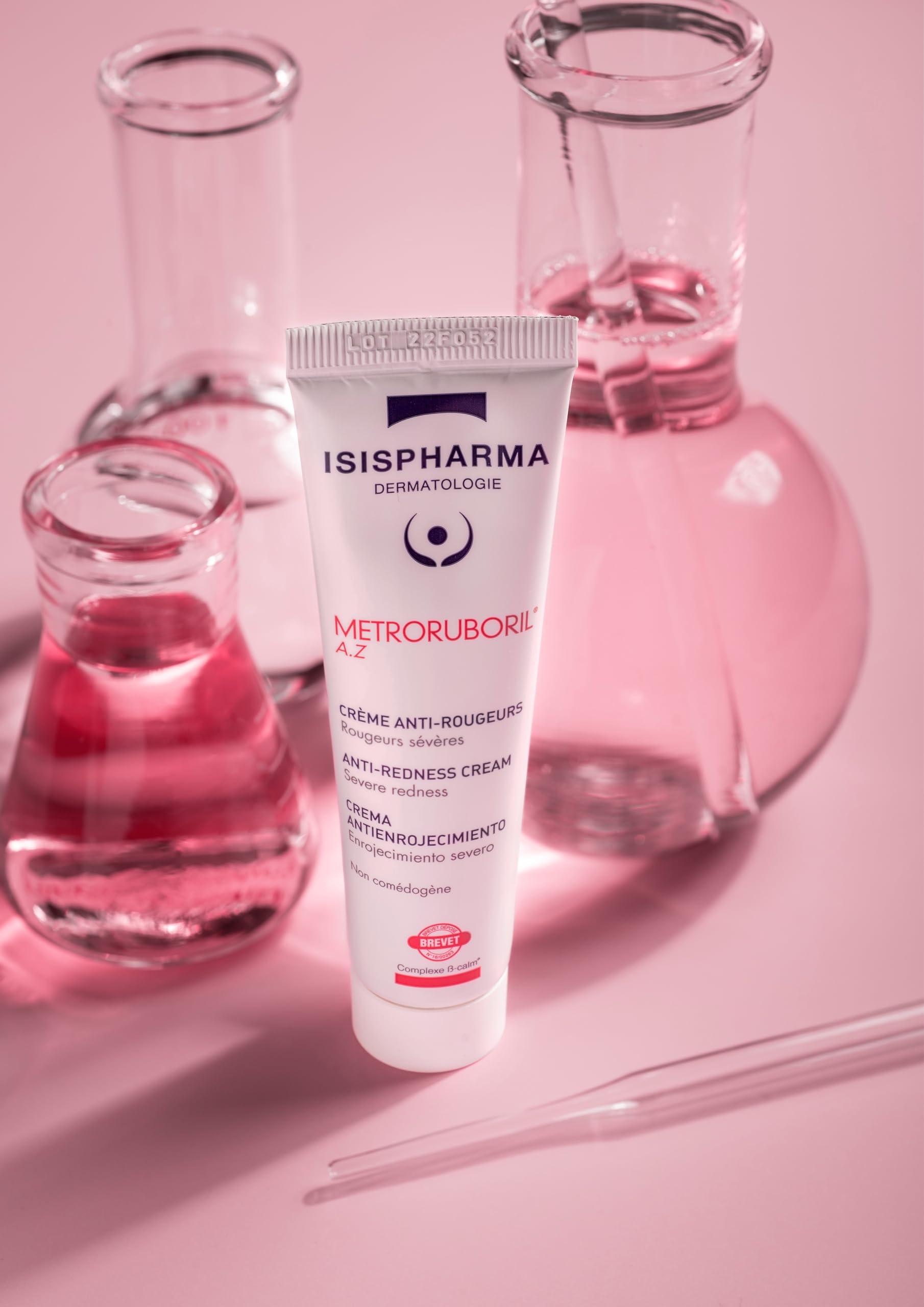 IsisPharma Metroruboril cream on skin close-up showing calm look
